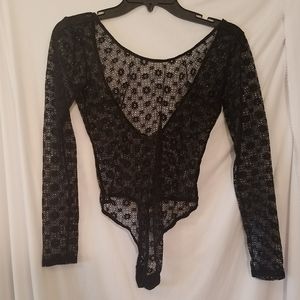Victoria Secret Flower Mesh Thong Bodysuit Lingerie
